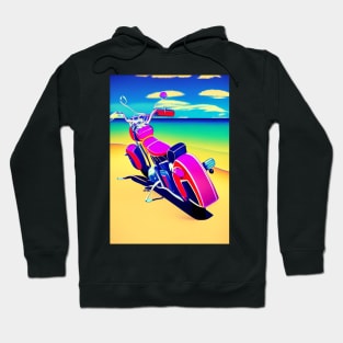 CUTE LOVELY SURREAL RETRO MOTORCYCLE ON THE BEACH Hoodie